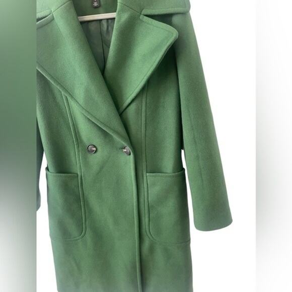 Halogen Womens Double Breasted Long Coat Overcoat Notch Collar Kelly Green S - Picture 9 of 13